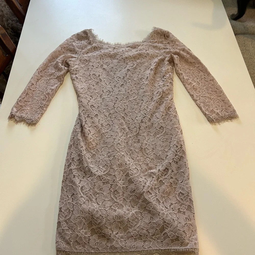 Diane Von Furstenberg Zaria Lace Dress in Champagne - Picture 8 of 12